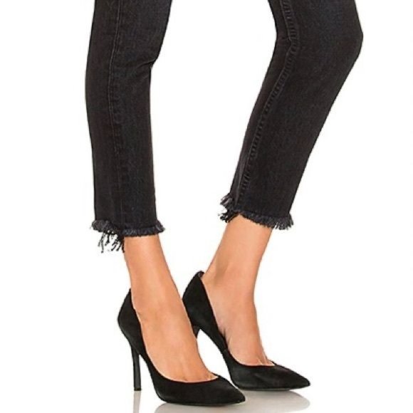 GRLFRND Black Karolina High Rise Skinny Jeans Raw Hem 100% Cotton Denim 27 New - Picture 7 of 11